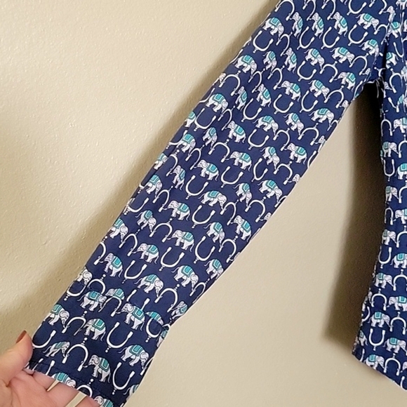 J. Crew Womens Perfect Slim Blue Elephant Print Button Front Shirt - Size 8 - Picture 4 of 7